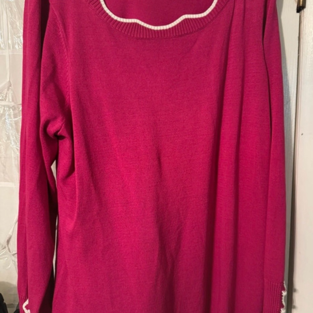Nina Leonard Hot Pink Scoop Neck Sweater